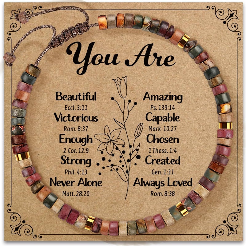 ZOKCC Inspirational Gifts Bracelets for Women: Christmas Day Gifts for Women Friends Sister Mom - Healing Natural Stone Beads Bracelets Thinking of you Get Well Soon Gift for Women - Image 1
